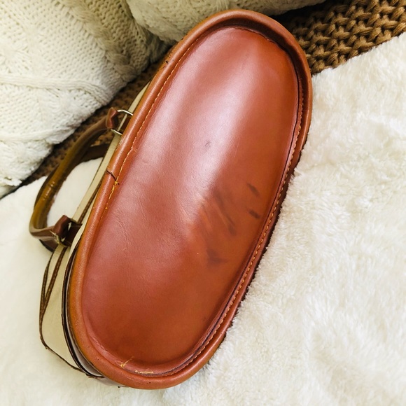 Vintage Dooney and Bourke Domed Satchel, Off White & Tan handbag - Picture 8 of 10